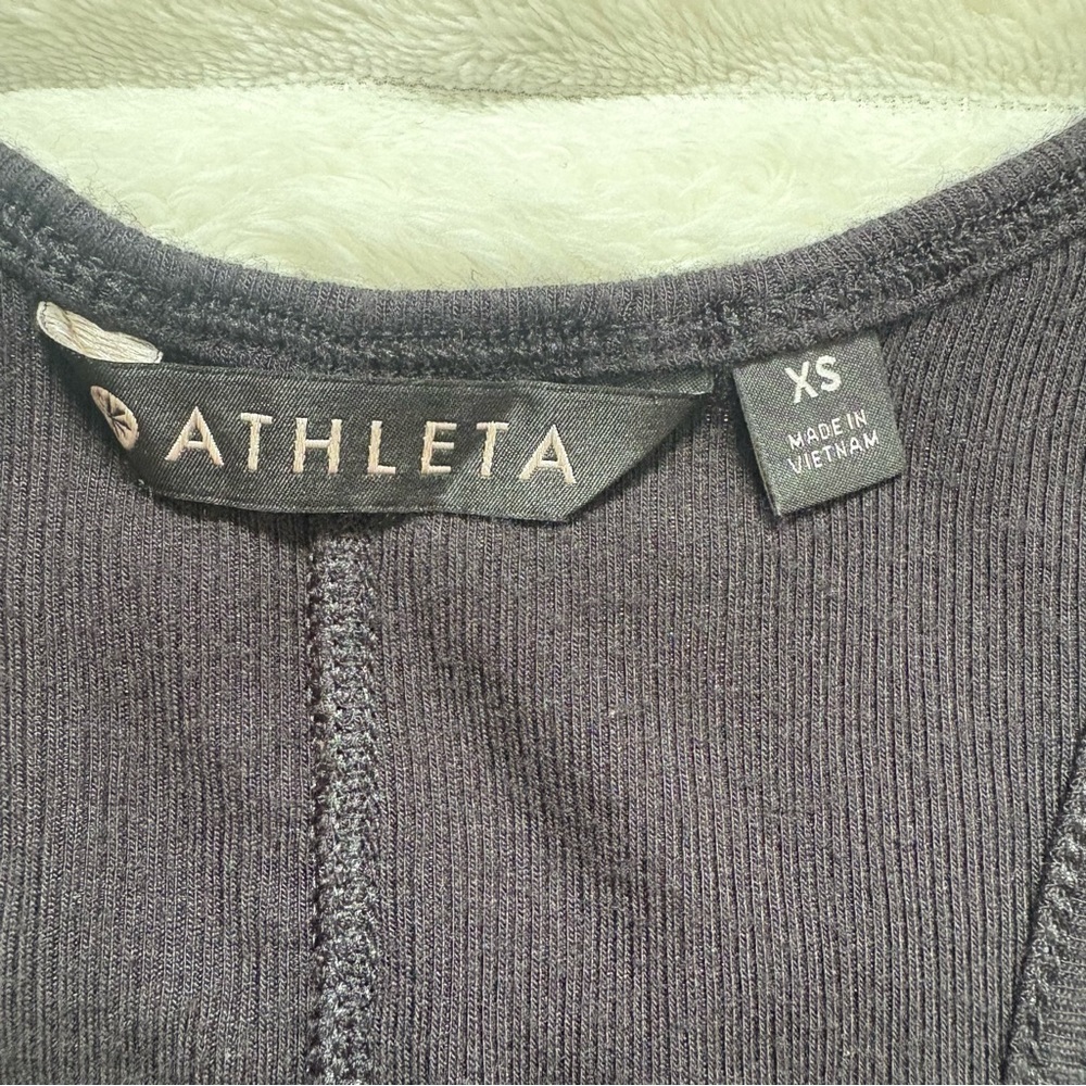 ATHLETA Black Ribbed Open Back Racerback Tank Top Modal XS Pilates - Picture 4 of 7